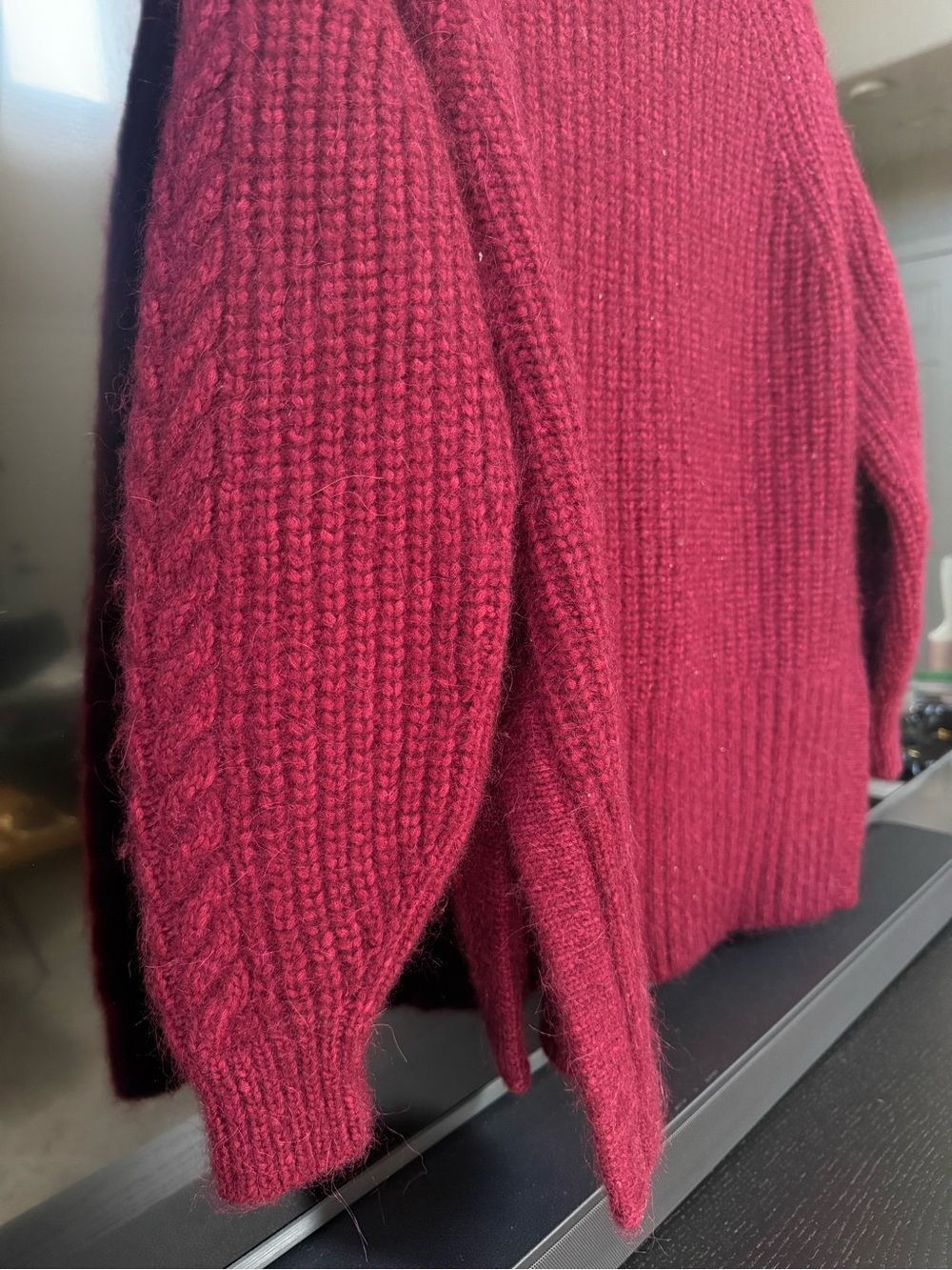 AYR The Spark Mock Neck Maroon Chunky Knit Sweater - Picture 9 of 10